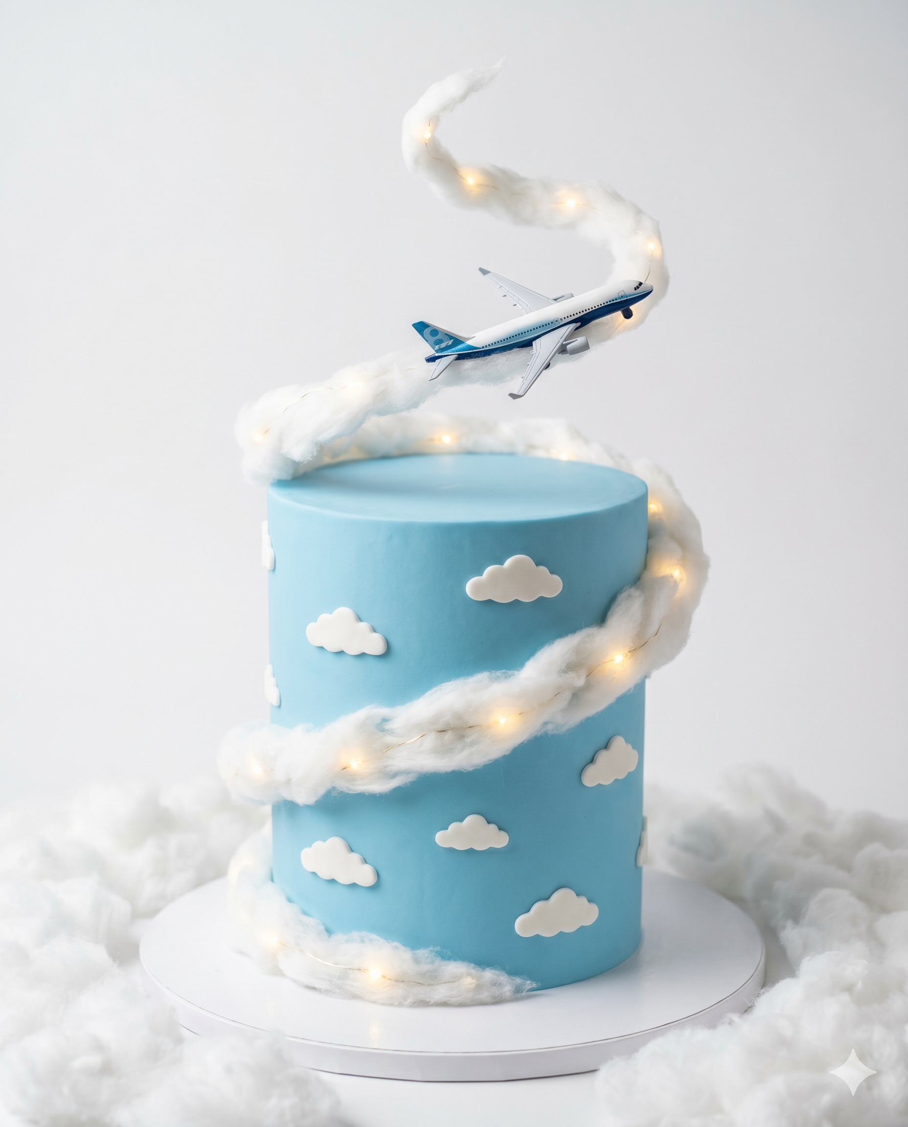 Airplane Sky Blue Adventure Tall Cake