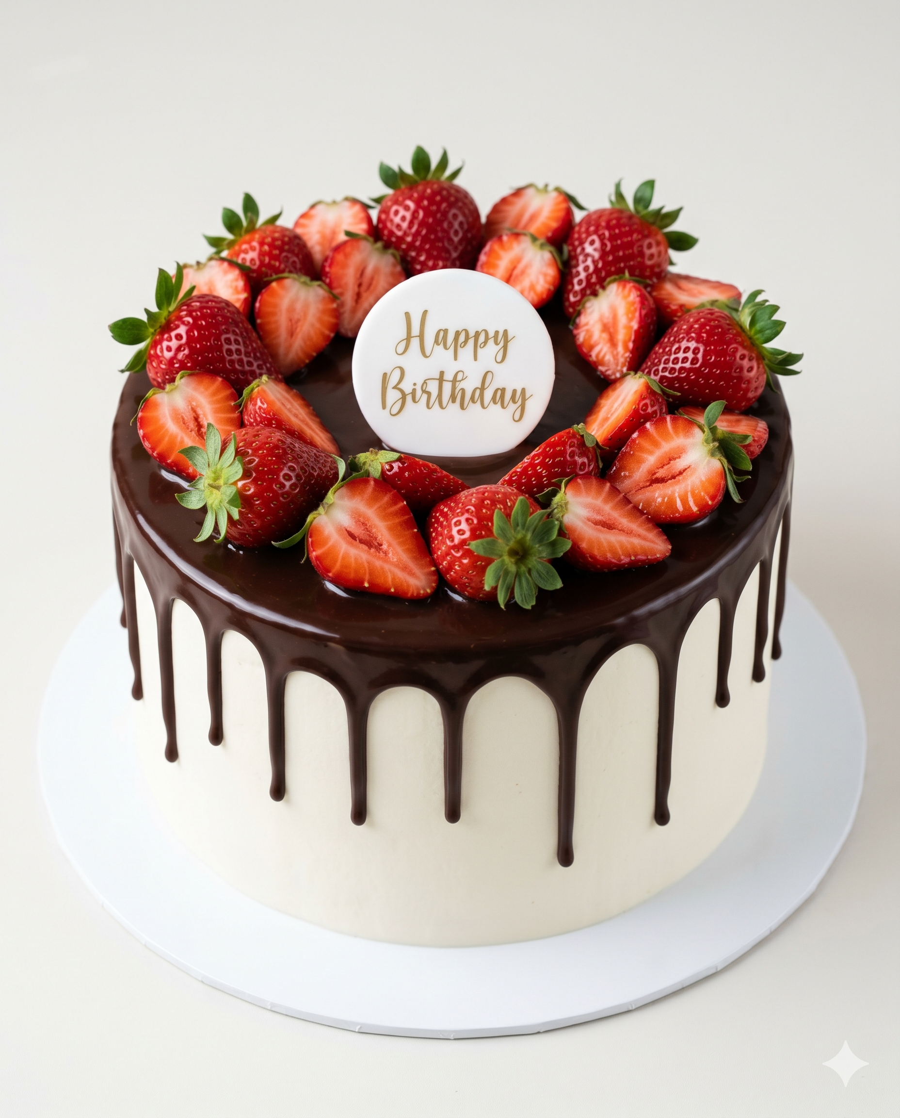 Chocolate Strawberry Drip Birthday Cake
