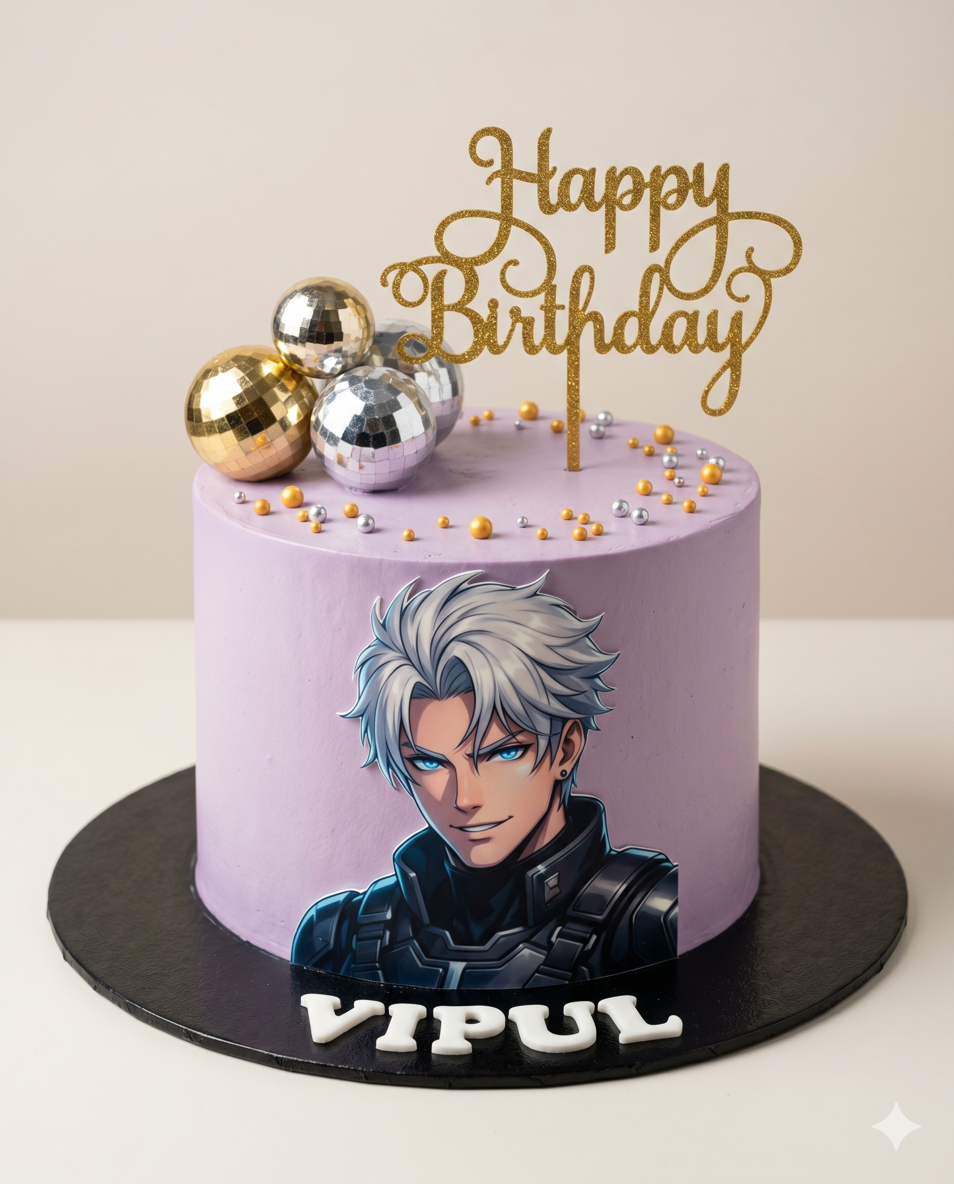 Lavender Anime Disco Birthday Cake