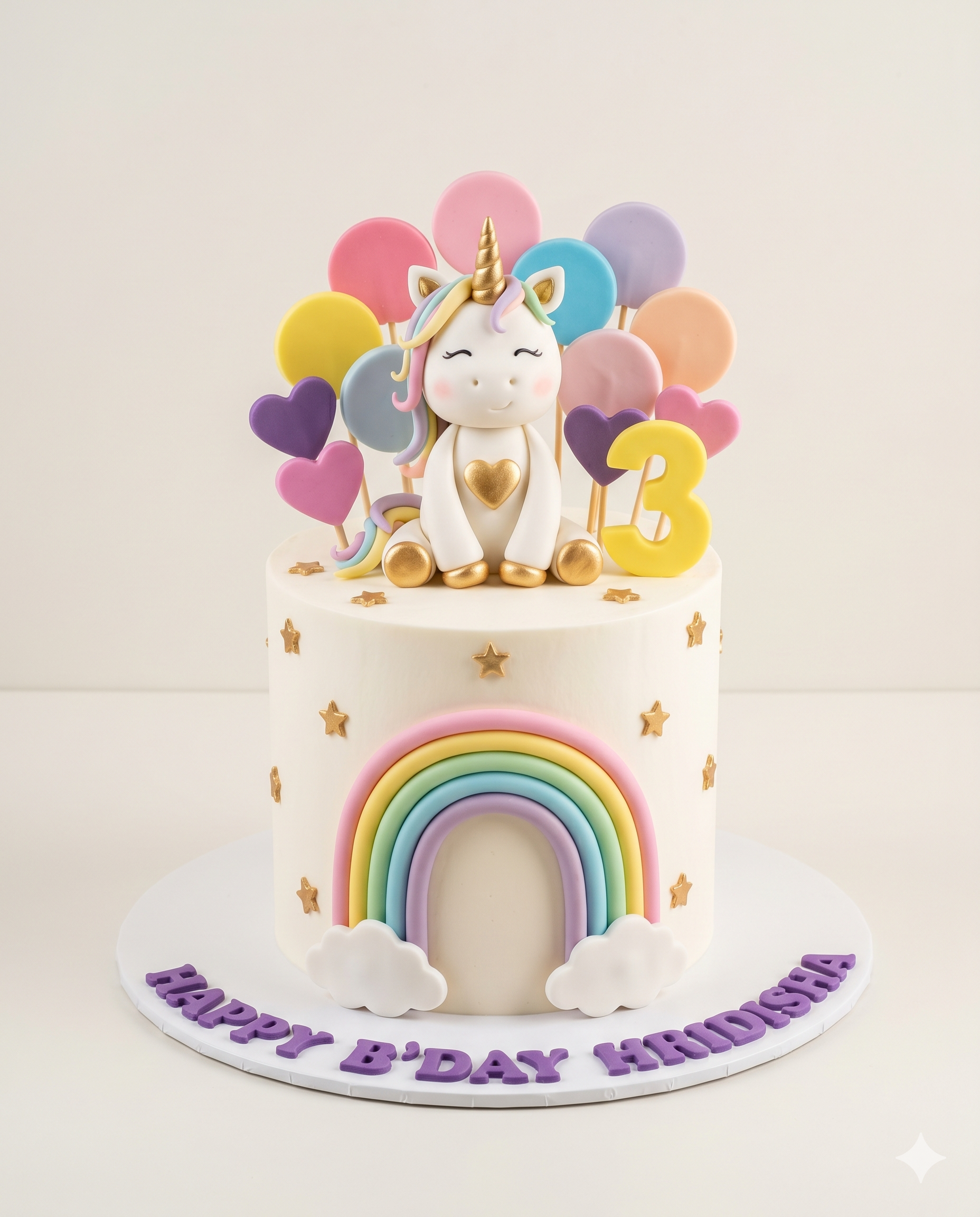 Unicorn Rainbow Cake for 3rd Birthday