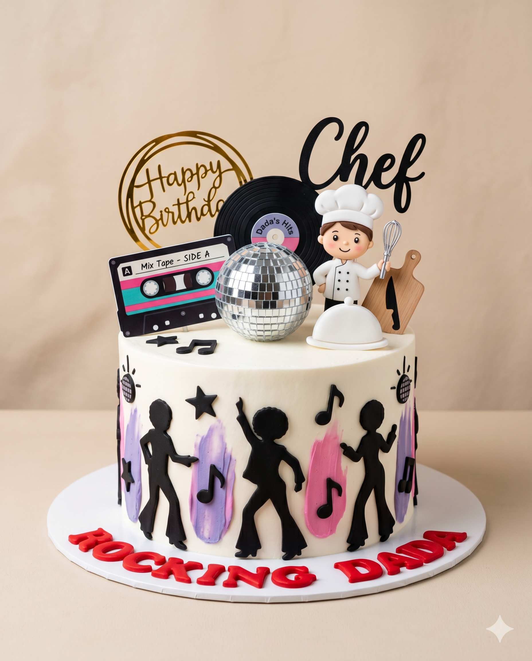 Retro Disco Chef Birthday Cake